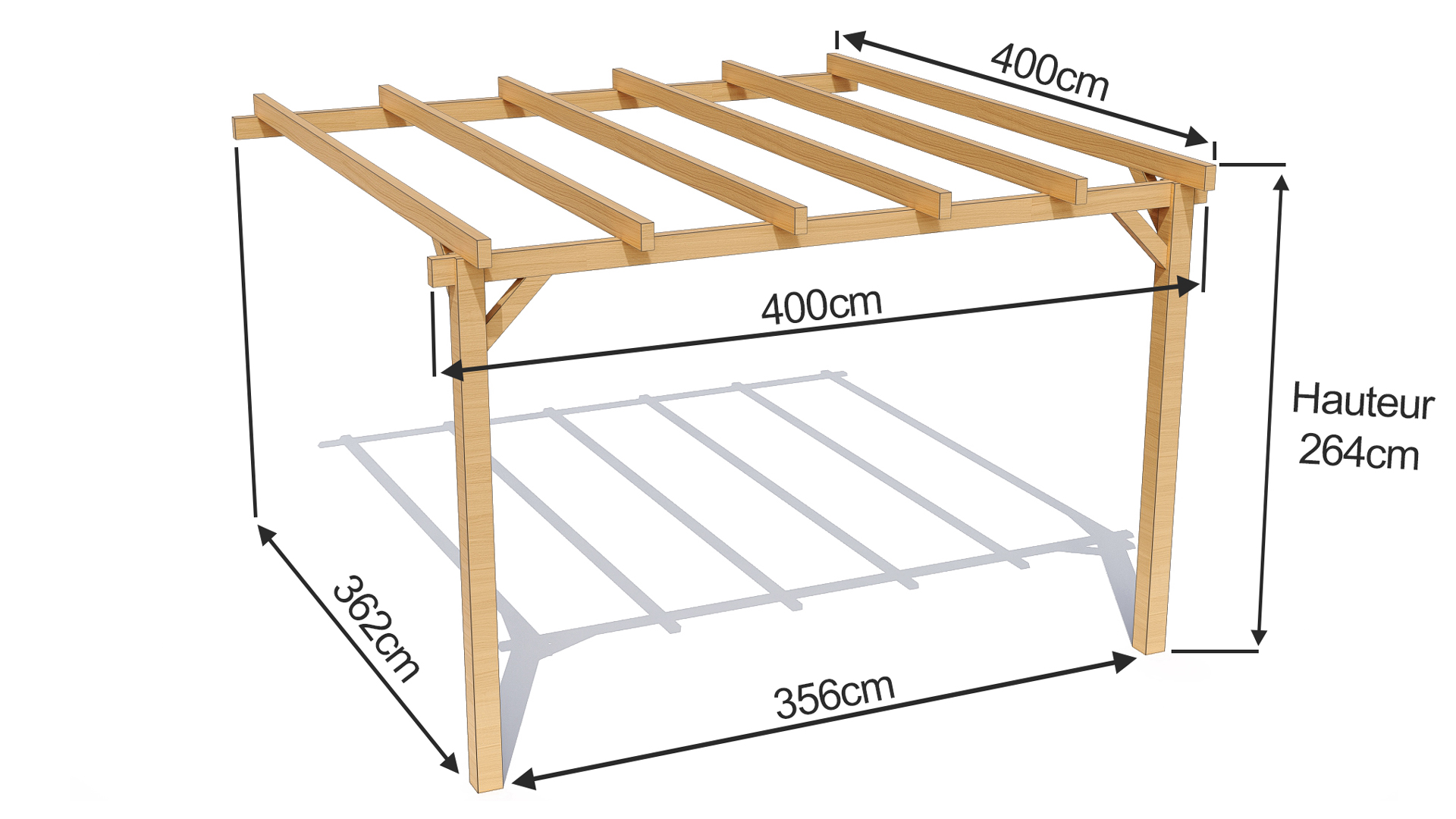 dimensions d'une pergola bois jade 4mx4m